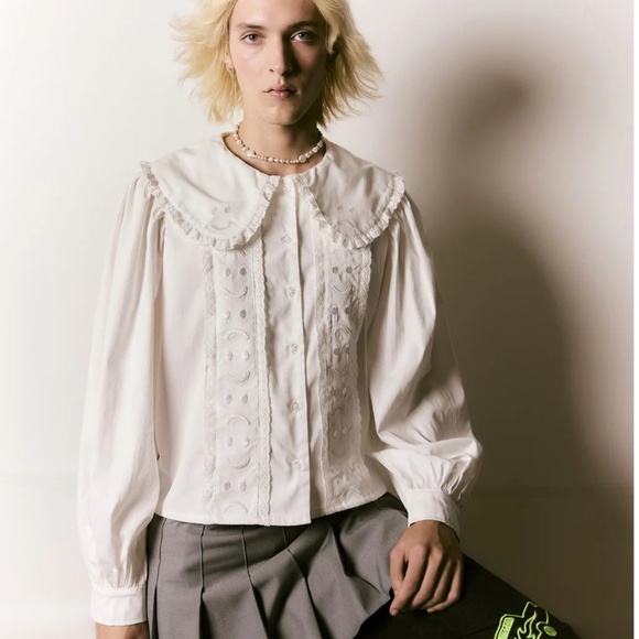 Happy Sad Embroidery Shirt - Picture 3 of 4